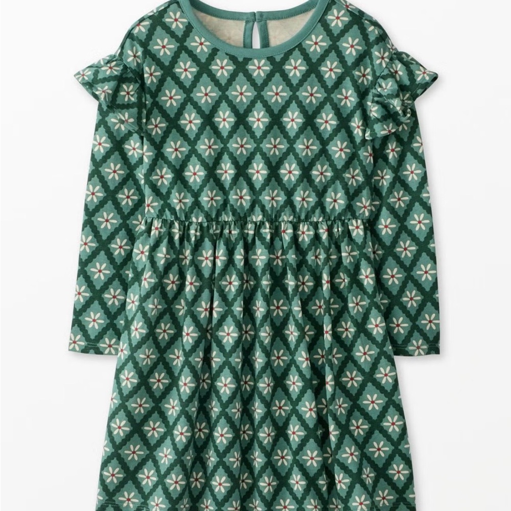 NEW Hanna Andersson Holiday Long Sleeve Ruffle Dress with Pockets Size 4T #82409